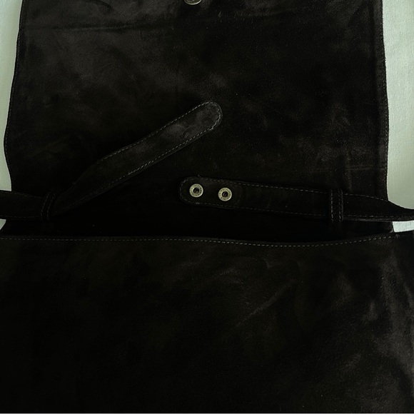 Donna Karan Elegant Brown Suede Shoulder Bag Clutch - Picture 4 of 12